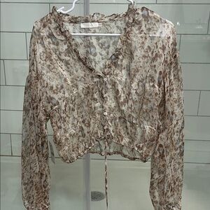 Sheer Button-Up crop